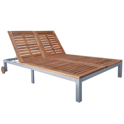 vidaXL Double Sun Lounger Solid Acacia Wood