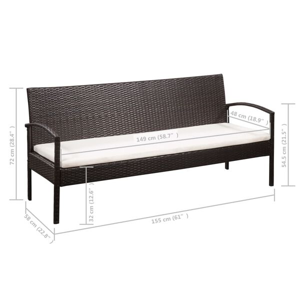 vidaXL 5 Piece Garden Lounge Set with Cushions Poly Rattan Brown