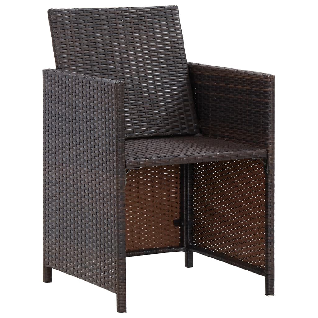 vidaXL 13 Piece Outdoor Dining Set with Cushions Poly Rattan Brown