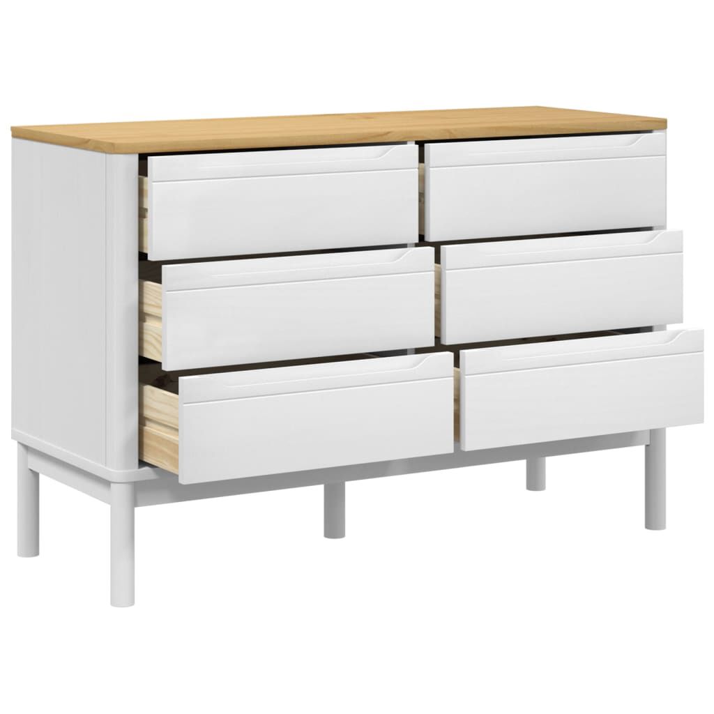 vidaXL Chest of Drawers FLORO White Solid Wood Pine