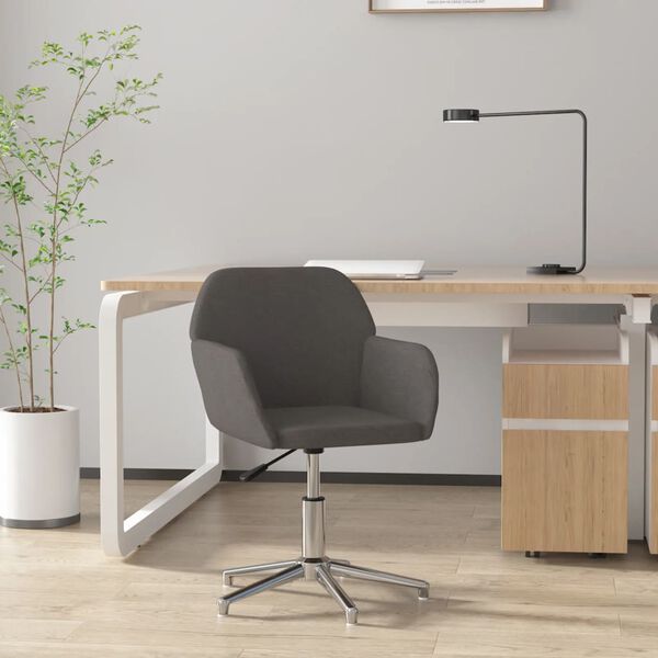 vidaXL Swivel Office Chair Dark Grey Fabric