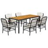 vidaXL 7 Piece Garden Dining Set with Cushions Black Poly Rattan