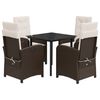vidaXL 5 Piece Garden Dining Set with Cushions Brown Poly Rattan