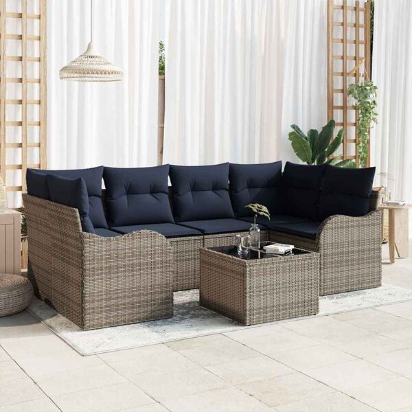vidaXL Garden Sofa Set Grey 55 x 55 x 37 cm Poly Rattan
