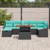vidaXL Garden Sofa Set Height-Adjustable 8 pcs Black Poly Rattan