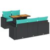 vidaXL 6 Piece Garden Sofa Set with Cushions Black Poly Rattan