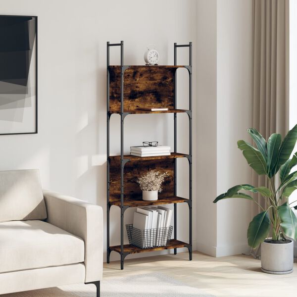 vidaXL Bookshelf Smoked Oak 155.5x24x166.5 cm Engineered Wood