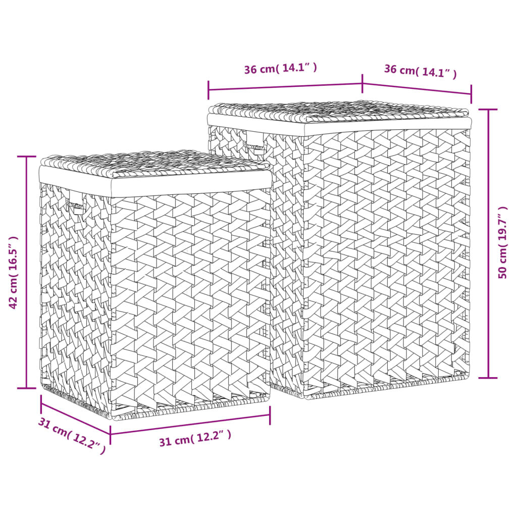 vidaXL Laundry Baskets 2 pcs Water Hyacinth