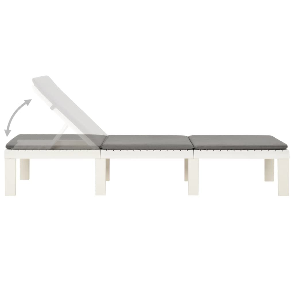 vidaXL Sun Lounger with Cushion Plastic White