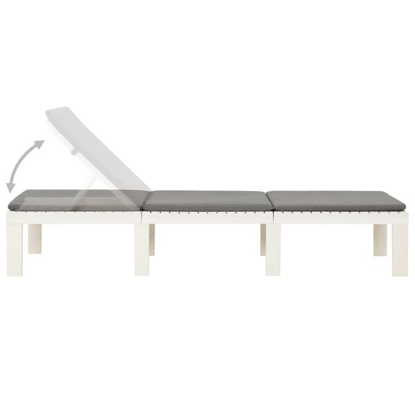 vidaXL Sun Lounger with Cushion Plastic White