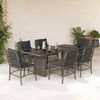 vidaXL 7 Piece Garden Dining Set with Cushions Grey Poly Rattan