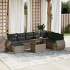 vidaXL 9 Piece Garden Sofa Set with Cushions Grey Poly Rattan