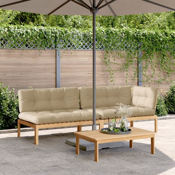 vidaXL 3 Piece Garden Pallet Sofa Set with Cushions Solid Wood Acacia