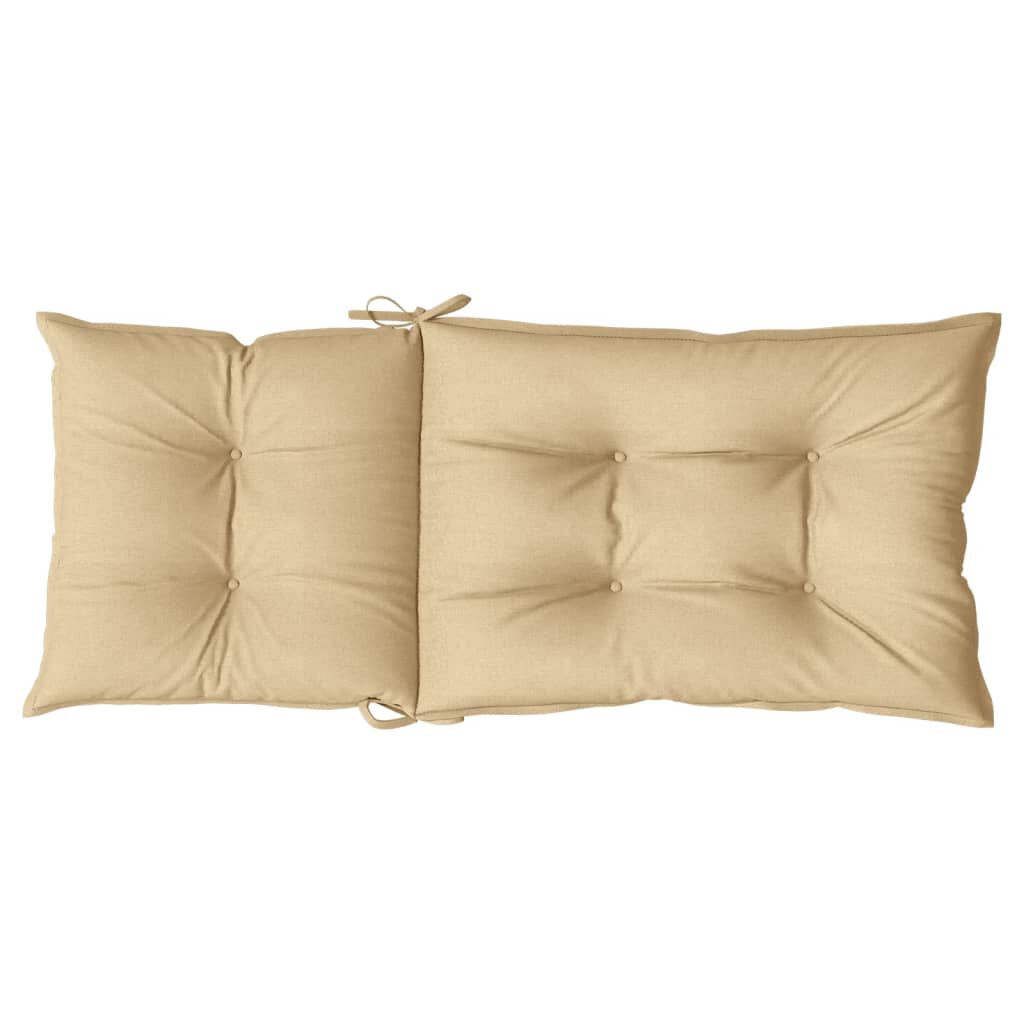 vidaXL Highback Chair Cushions 2 pcs Melange Beige 120x50x7 cm Fabric
