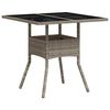 vidaXL Garden Table with Glass Top Light Grey 80x80x75 cm Poly Rattan