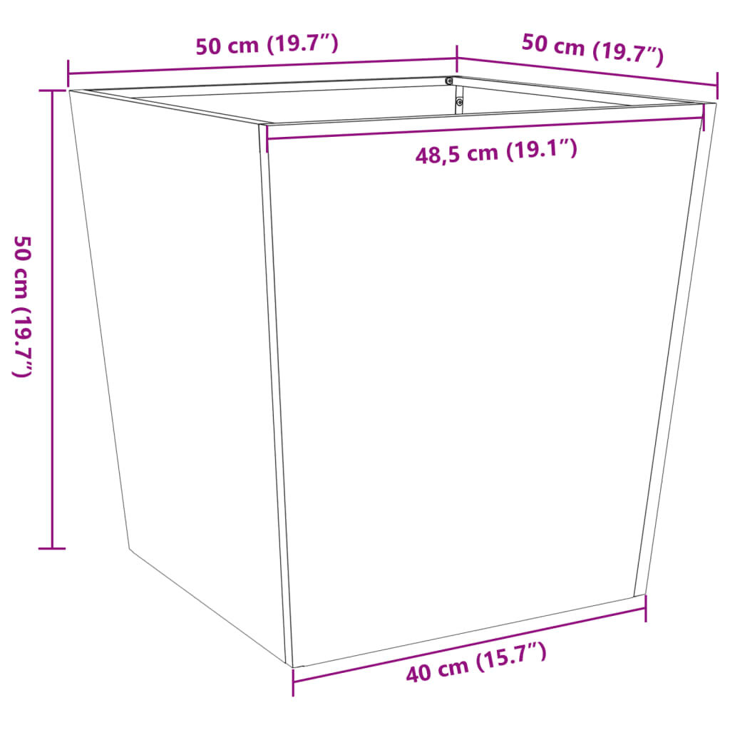 vidaXL Garden Planter 50x50x50 cm Weathering Steel
