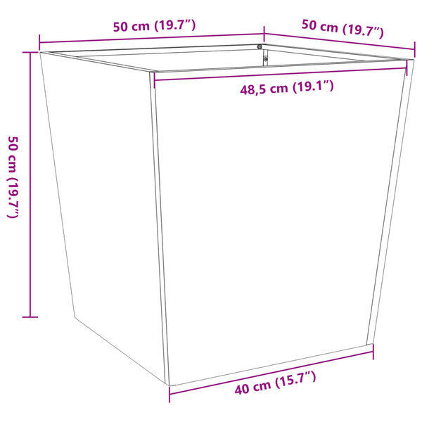 vidaXL Garden Planter 50x50x50 cm Weathering Steel