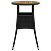 vidaXL Garden Table Ø60x75 cm Acacia Wood and Poly Rattan Black