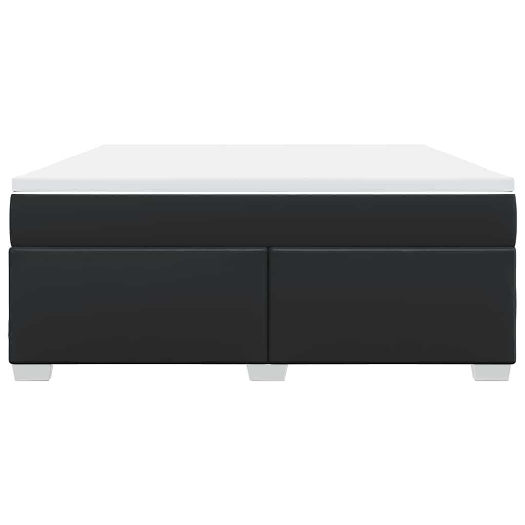 vidaXL Box Spring Bed with Mattress Black King Faux Leather