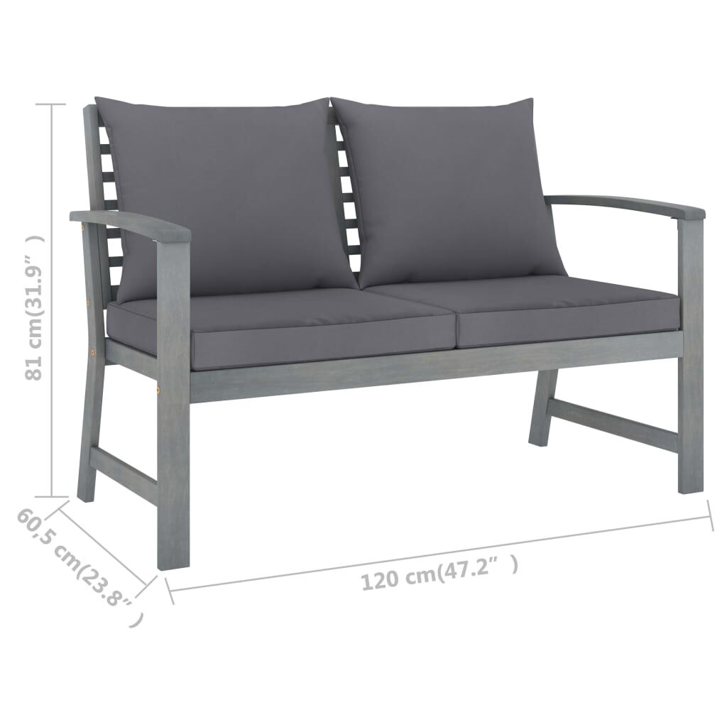 vidaXL 4 Piece Garden Lounge Set with Cushions Solid Acacia Wood