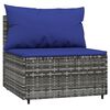 vidaXL Garden Middle Sofas with Cushions 2 pcs Grey Poly Rattan