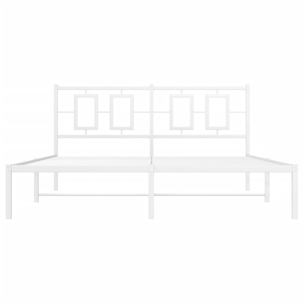 vidaXL Metal Bed Frame without Mattress with Headboard White 150x200cm