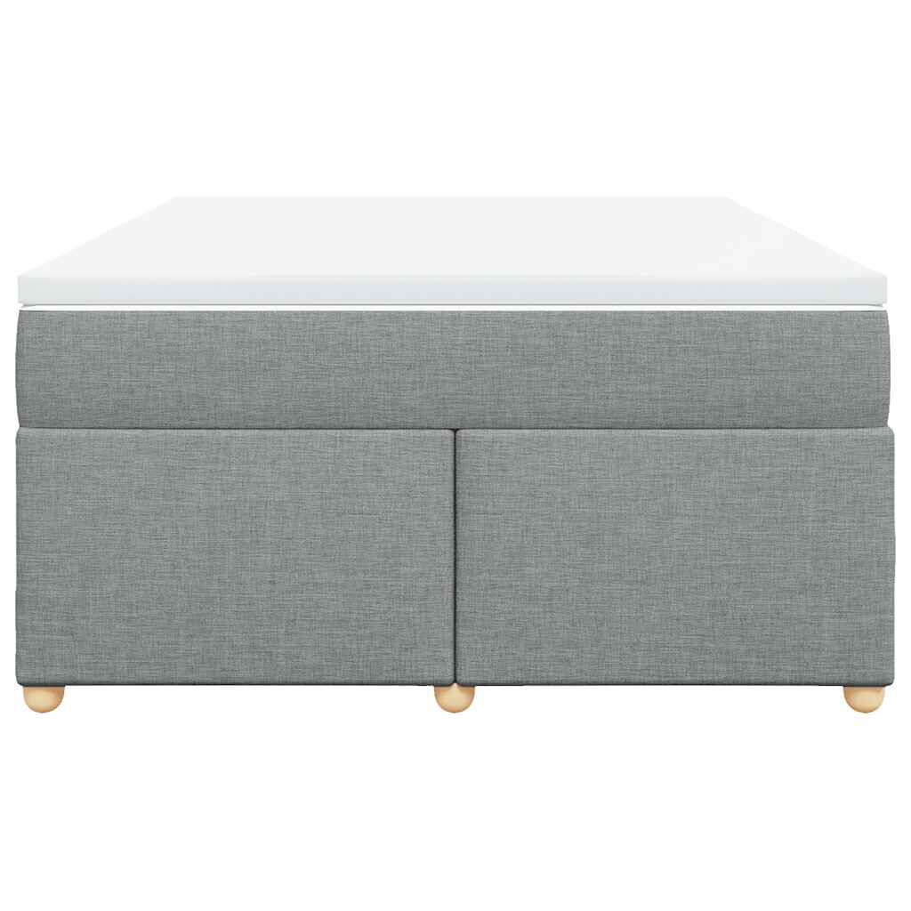 vidaXL Box Spring Bed with Mattress Light Grey Queen Fabric