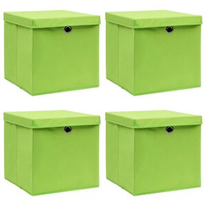 vidaXL Storage Boxes with Lids 4 pcs Green 32x32x32 cm Fabric