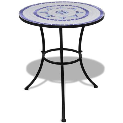 vidaXL Bistro Table Blue and White 60 cm Mosaic