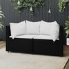 vidaXL Garden Corner Sofas with Cushions 2 pcs Black Poly Rattan