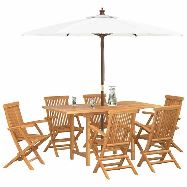 vidaXL Garden Dining Set 7 pcs Brown 160 x 80 x 75 cm Solid teak wood