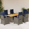 vidaXL 7 Piece Garden Dining Set with Cushions Grey Poly Rattan