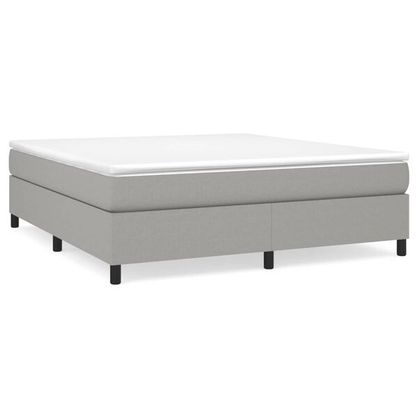 vidaXL Bed Frame without Mattress Light Grey King Fabric (US Only)