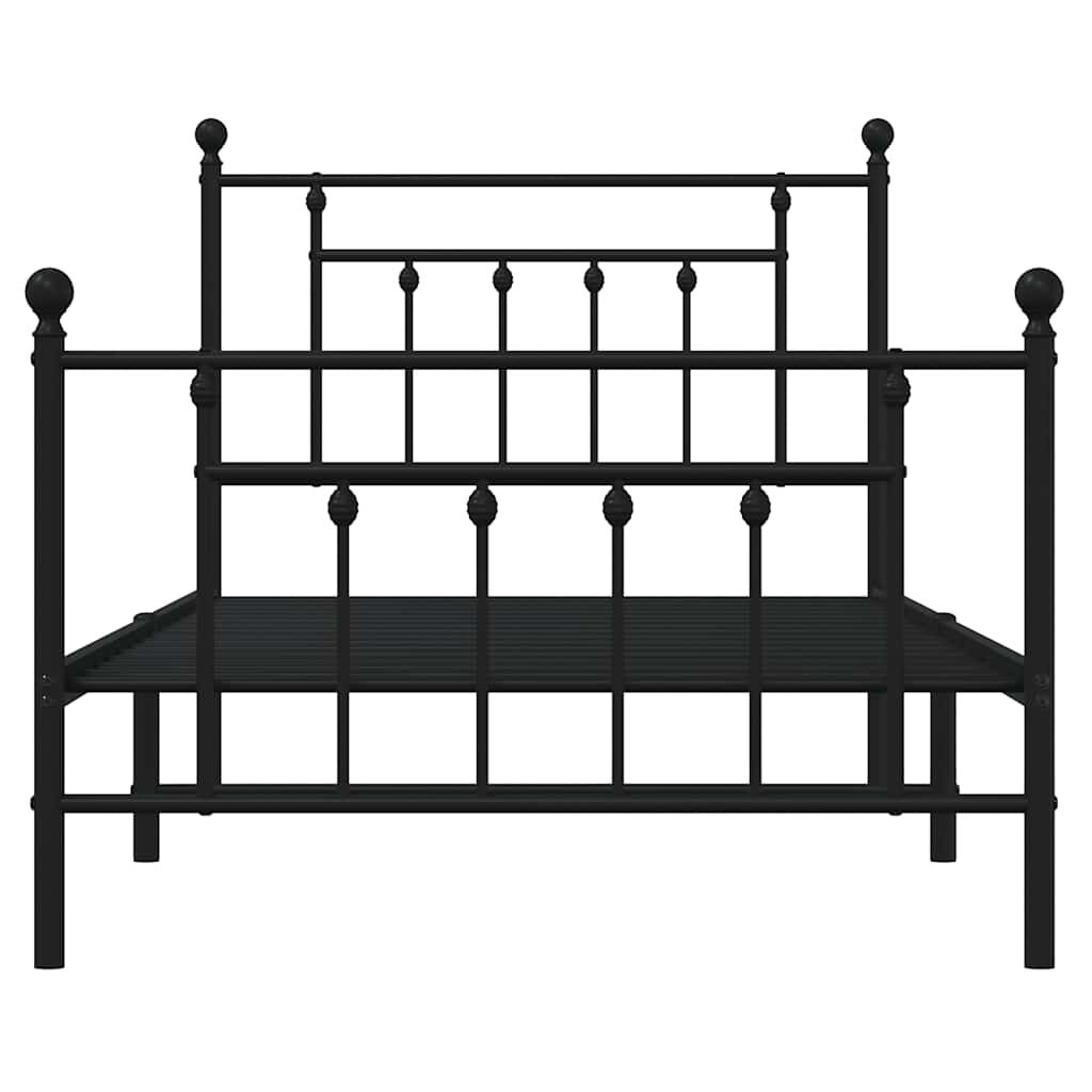 vidaXL Metal Bed Frame without Mattress with Footboard Black 100x190cm