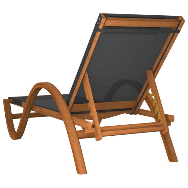 vidaXL Sun Lounger with Pillow Grey Textilene and Solid Wood Poplar