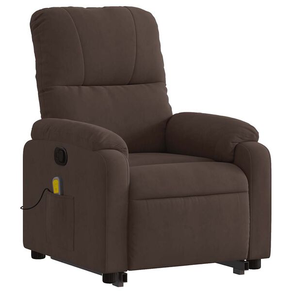vidaXL Stand up Massage Recliner Chair Brown Microfibre Fabric