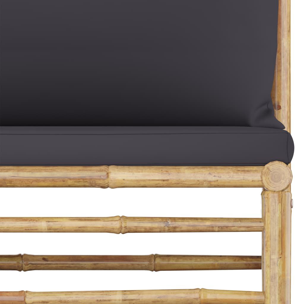 vidaXL 8 Piece Garden Lounge Set with Dark Grey Cushions Bamboo