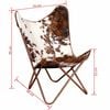 vidaXL Butterfly Chair Brown and White Real Cowhide Leather