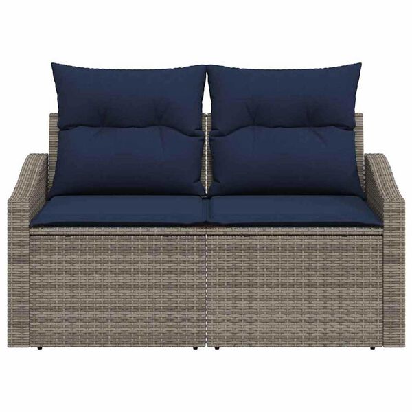 vidaXL Garden Sofa Grey 123 x 62 x 69cm Poly Rattan