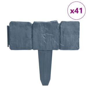 vidaXL Plastic Garden / Lawn Fence Stone Look 41 pcs 10 m