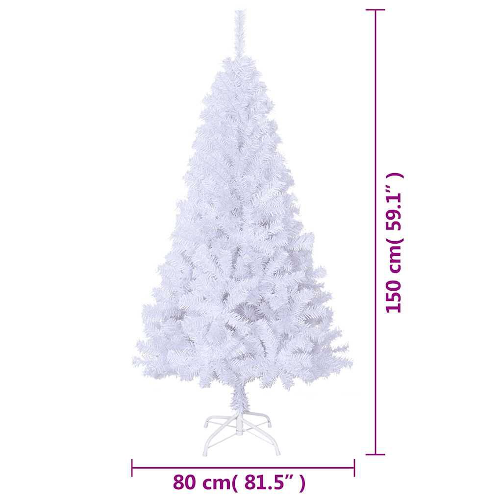 vidaXL Artificial Christmas Tree with Thick Branches White 150 cm PVC