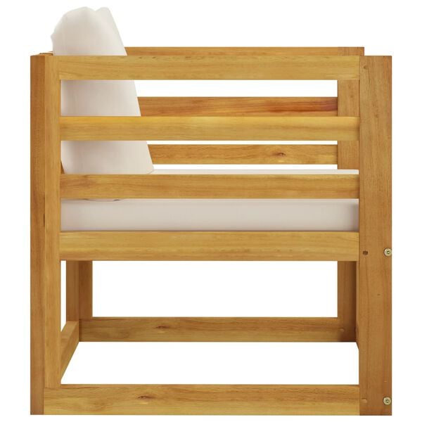 vidaXL Garden Chair with Cream Cushions Solid Acacia Wood