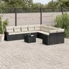 vidaXL 11 Piece Garden Sofa Set with Cushions Black Poly Rattan