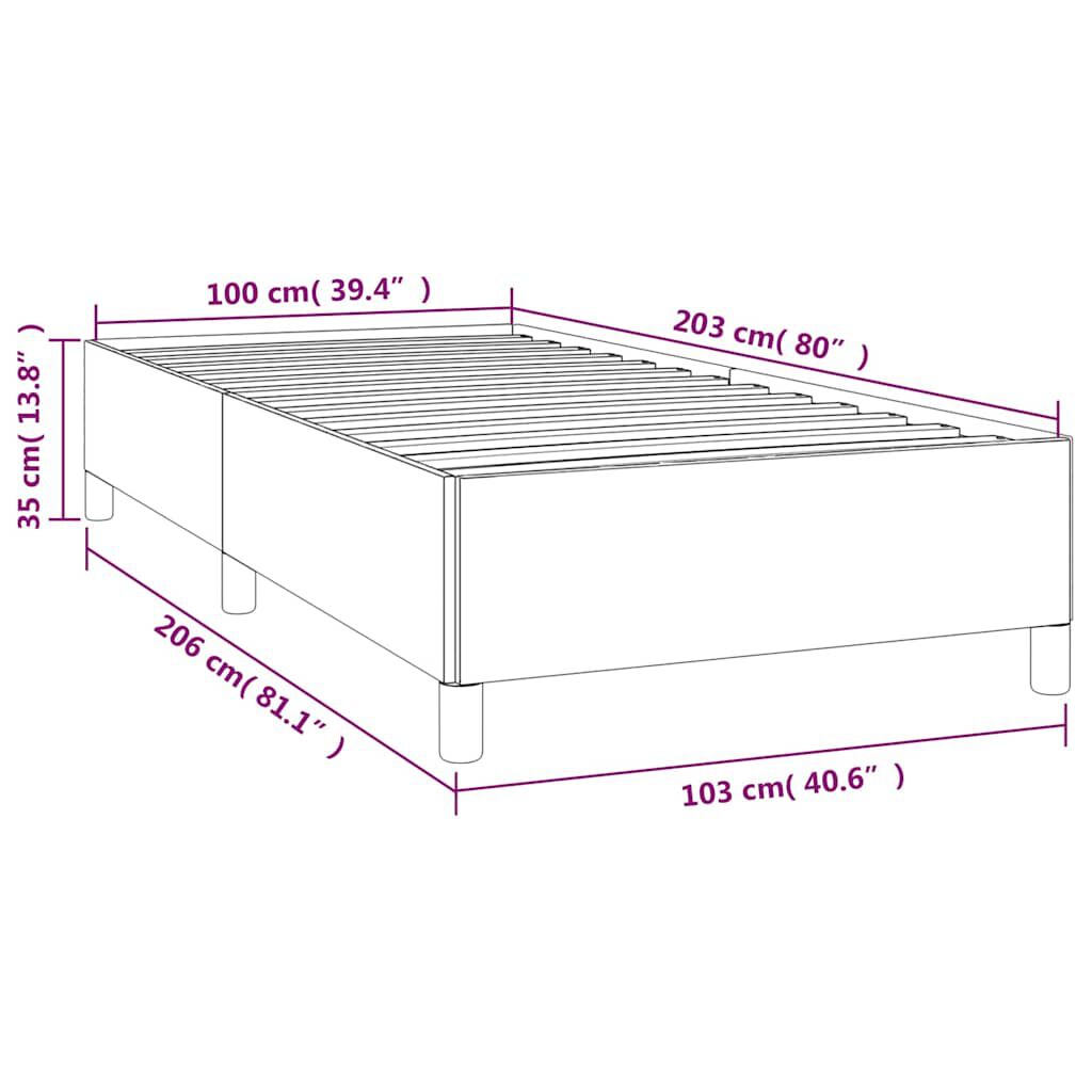 vidaXL Bed Frame without Mattress Dark Grey 100x203 cm Twin XL Fabric