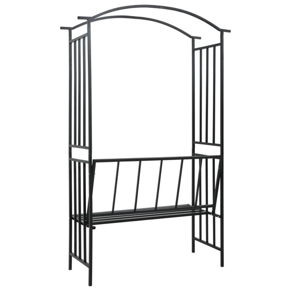 vidaXL Garden Arch with Bench Black 128x50x207 cm Iron