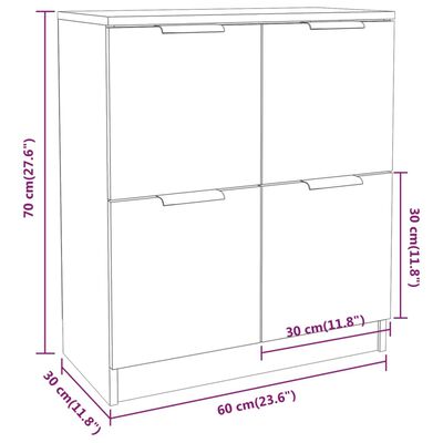 vidaXL Sideboards 2 pcs Sonoma Oak 60x30x70 cm Engineered Wood