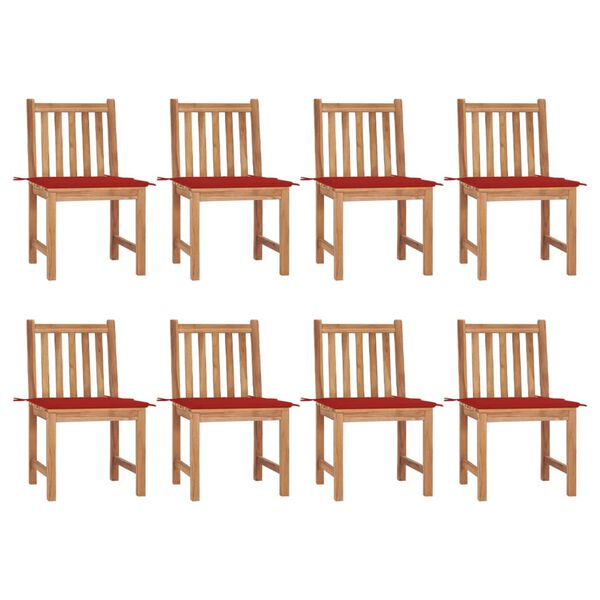 vidaXL Garden Chairs 8 pcs with Cushions Solid Teak Wood