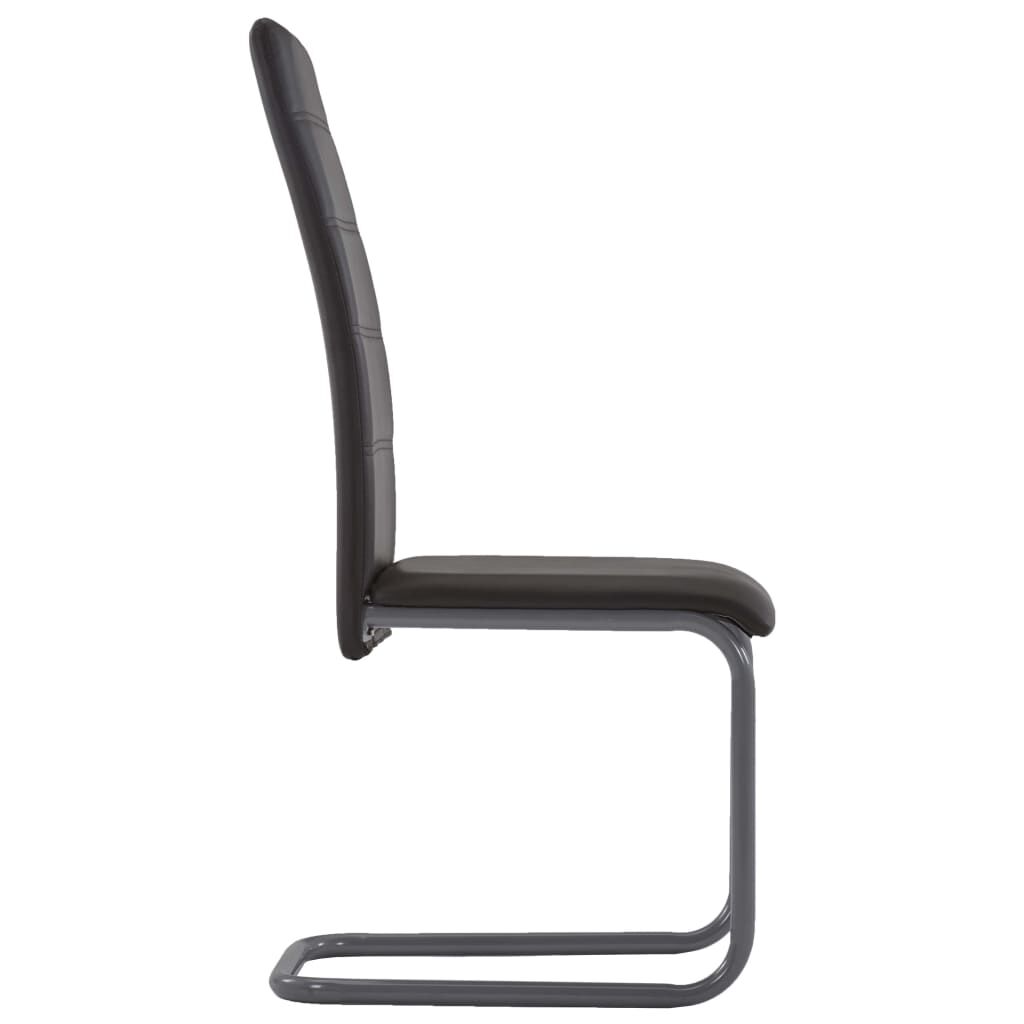 vidaXL Cantilever Dining Chairs 4 pcs Brown Faux Leather