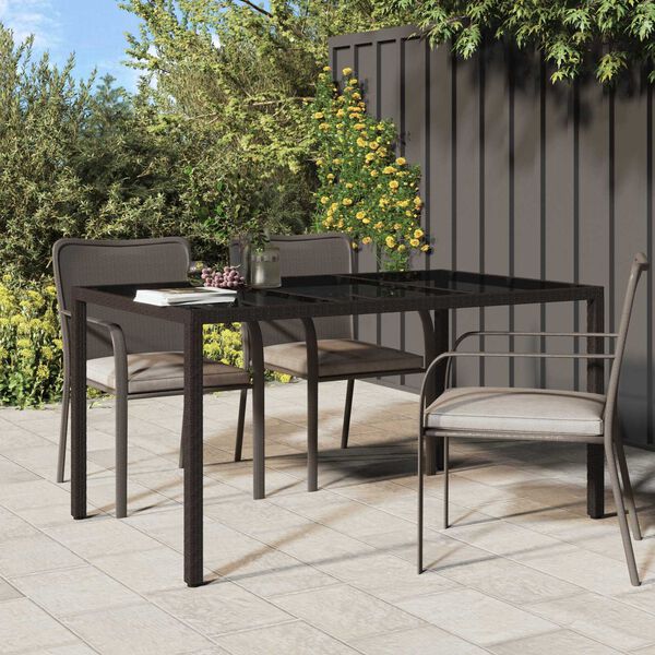 vidaXL Garden Dining Table Brown 150x90x75 cm Poly Rattan