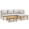 vidaXL 5 Piece Garden Lounge Set with Light Grey Cushions Bamboo